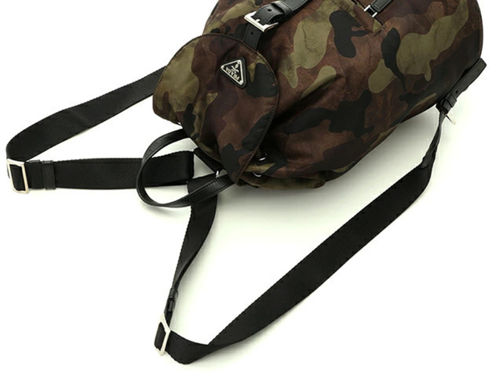 Prada Black Green Leather Khaki Bag Brown Backpack Rucksack Green Brown